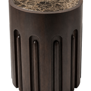 Barola Brown Marble and Dark Mango Wood Side Table