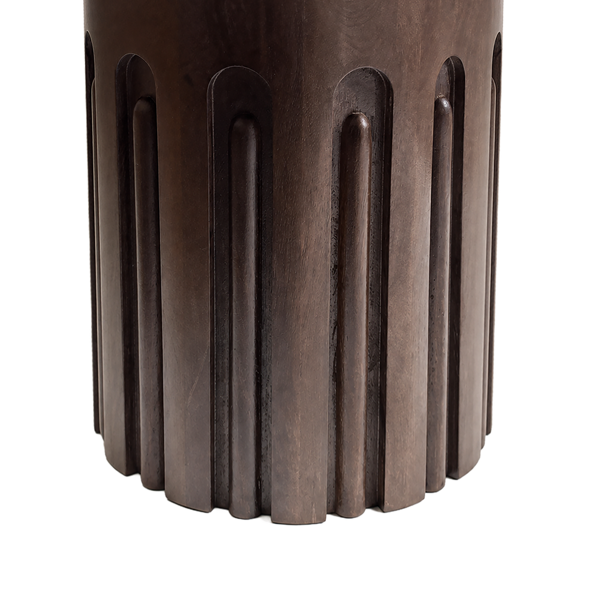 Round Marble Top Mango Wood Carve Detail Side Table | Barola
