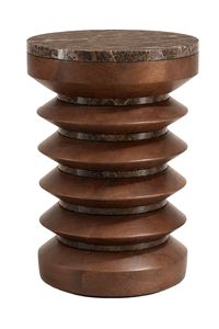 Round Marble Top Mango Wood Side Table | Barola