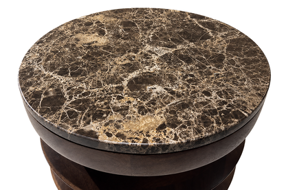 Round Marble Top Mango Wood Side Table | Barola