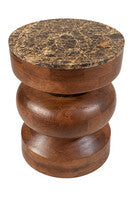 Round Marble Top Mango Wood Side Table | Barola