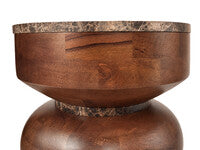 Round Marble Top Mango Wood Side Table | Barola