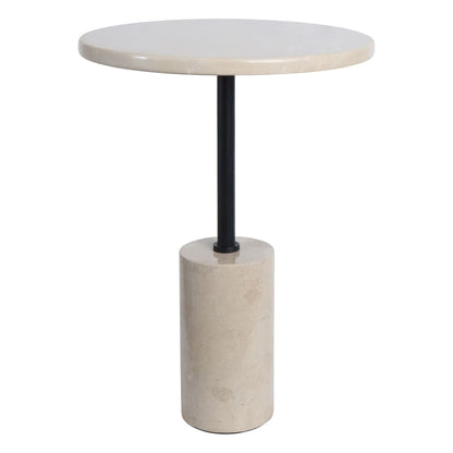 Cream Marble Top and Base Side Table | Merida