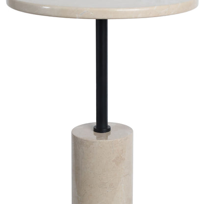 Cream Marble Top and Base Side Table | Merida