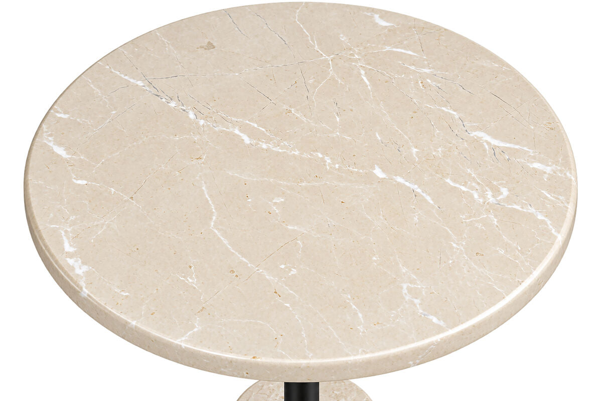 Cream Marble Top and Base Side Table | Merida