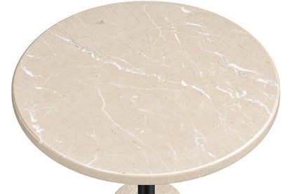 Cream Marble Top and Base Side Table | Merida