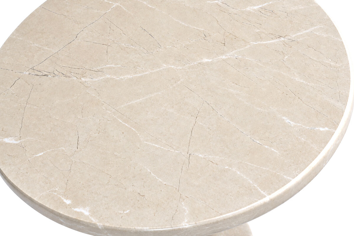 Cream Marble Top and Base Side Table | Merida