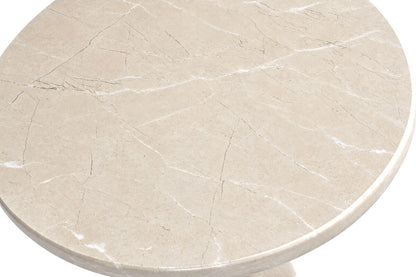 Cream Marble Top and Base Side Table | Merida
