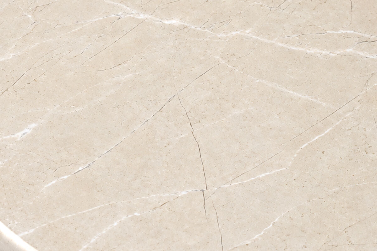 Cream Marble Top and Base Side Table | Merida