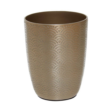 Beige textured vase on a white background