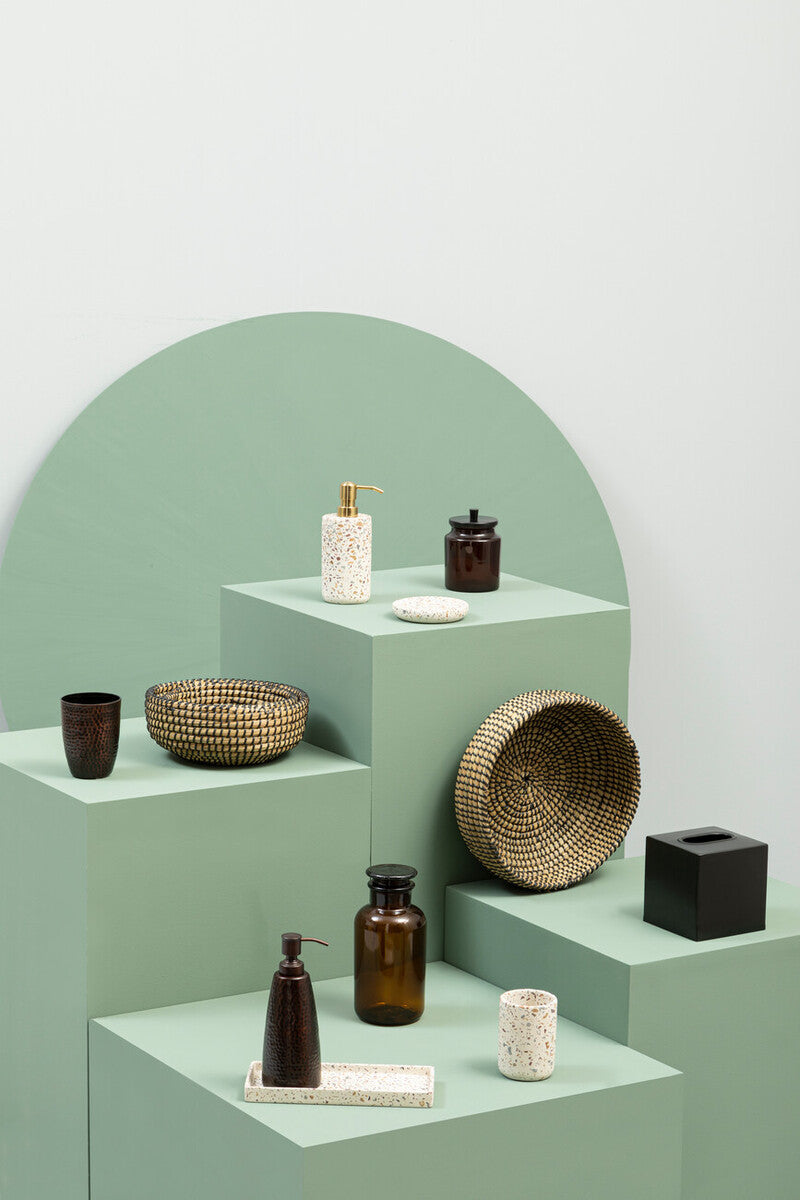 Allegra Kiara Brown Glass Bathroom Jar