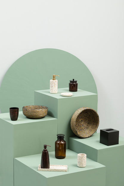 Allegra Kiara Brown Glass Bathroom Jar