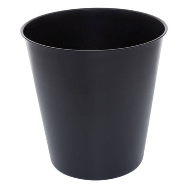 Black plastic cup on a white background