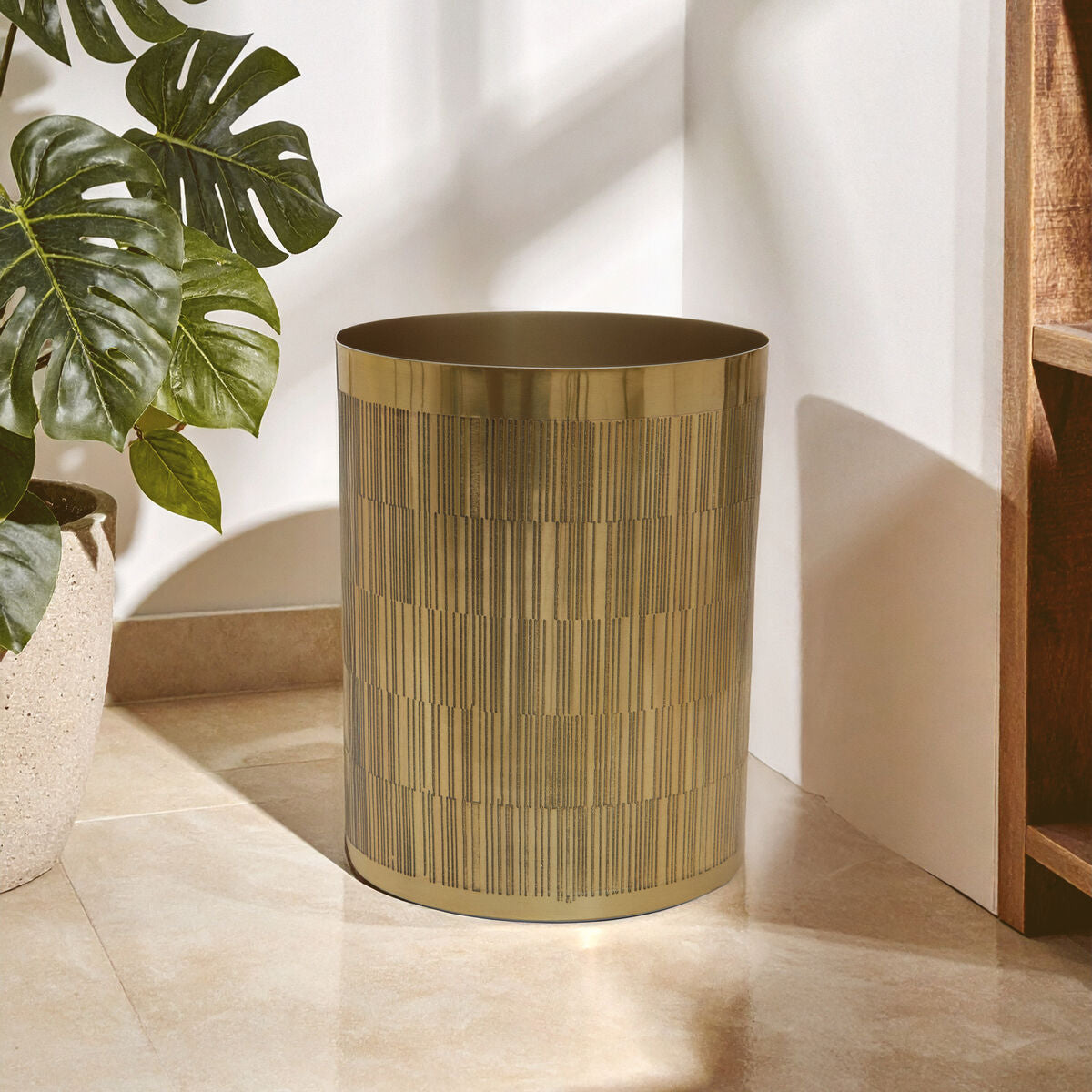 Allegra Gold Finish Aluminium Round Waste Bin