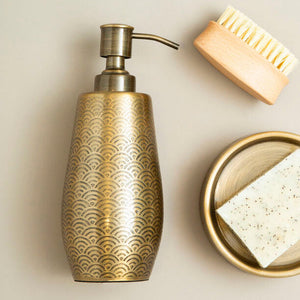 Allegra Gold Aluminium Soap Dispenser with Etched Detail