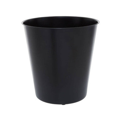 Black trash bin on a white background