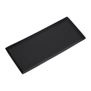Black rectangular tray on a white background