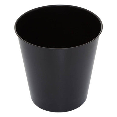 Black plastic cup on a white background