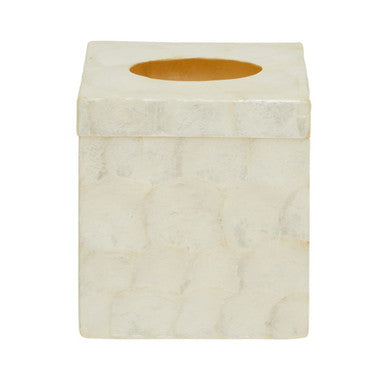 Square marble tissue box cover on a white background