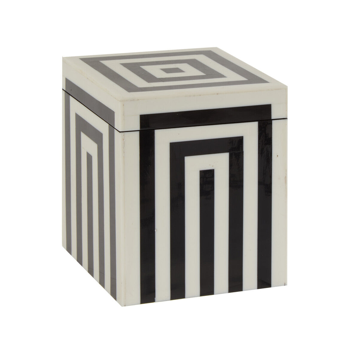 Donato Small Square Black and White Stripe Trinket Box