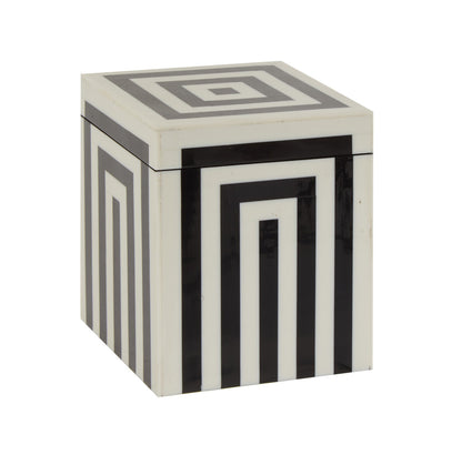 Donato Small Square Black and White Stripe Trinket Box