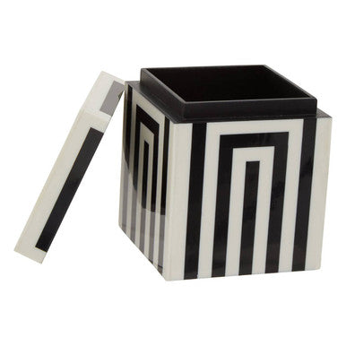 Donato Small Square Black and White Stripe Trinket Box