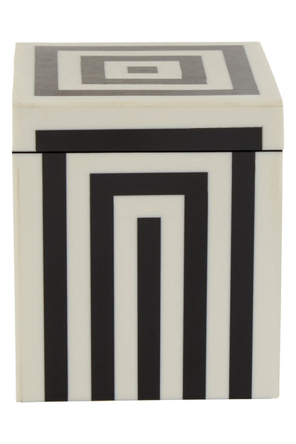 Donato Small Square Black and White Stripe Trinket Box