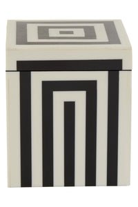 Donato Small Square Black and White Stripe Trinket Box