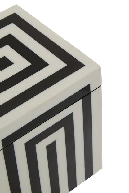 Donato Small Square Black and White Stripe Trinket Box