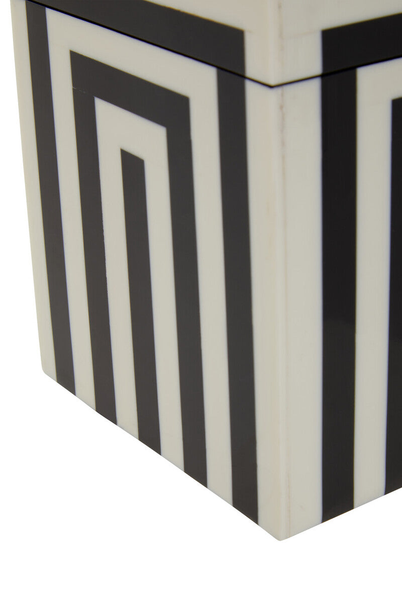 Donato Small Square Black and White Stripe Trinket Box