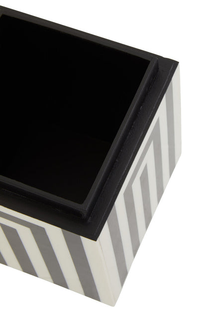 Donato Small Square Black and White Stripe Trinket Box