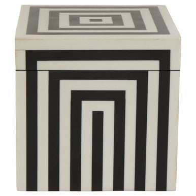 Donato Medium Square Black and White Stripe Trinket Box