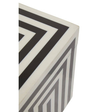 Donato Medium Square Black and White Stripe Trinket Box