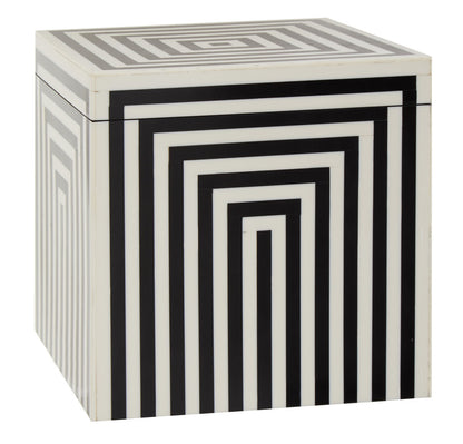 Donato Large Square Black and White Stripe Trinket Box