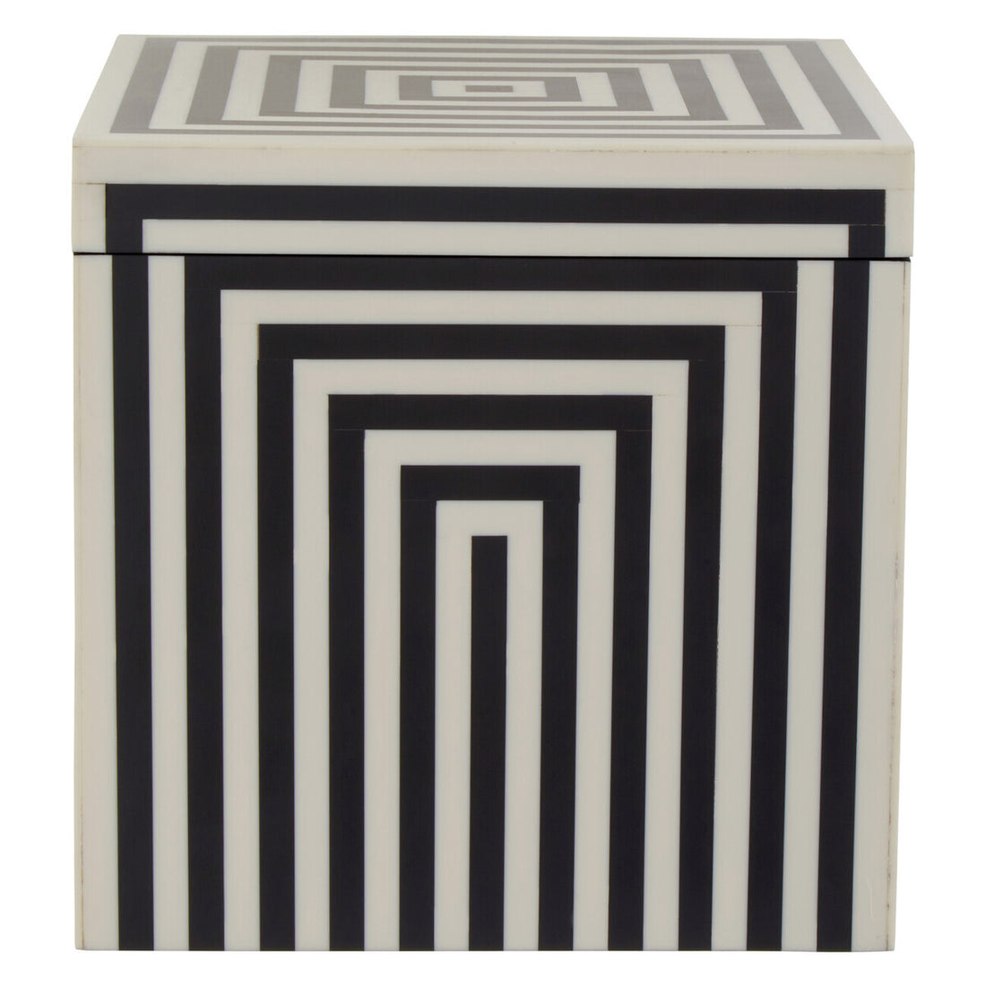 Donato Large Square Black and White Stripe Trinket Box