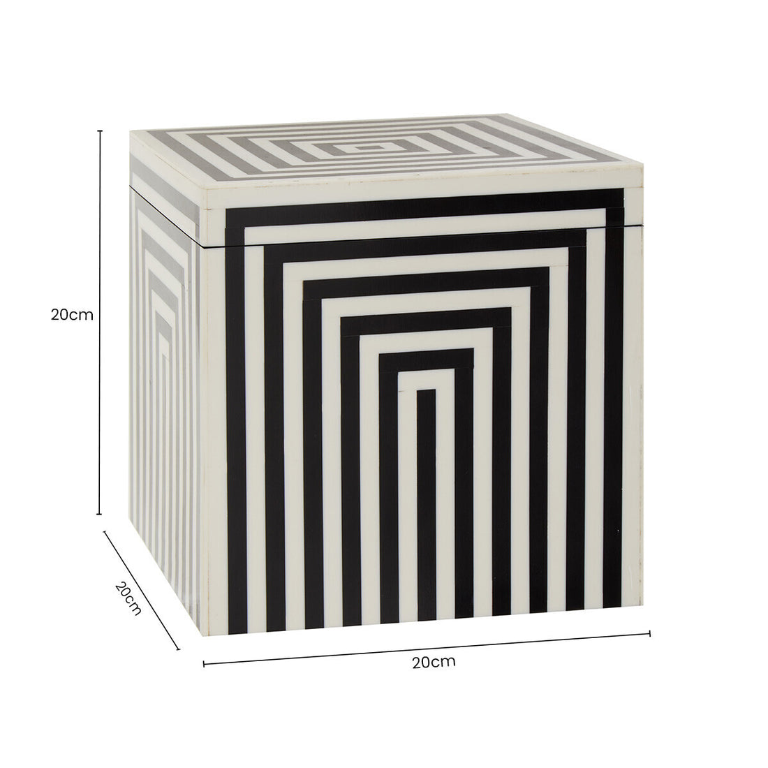 Donato Large Square Black and White Stripe Trinket Box - Image 7