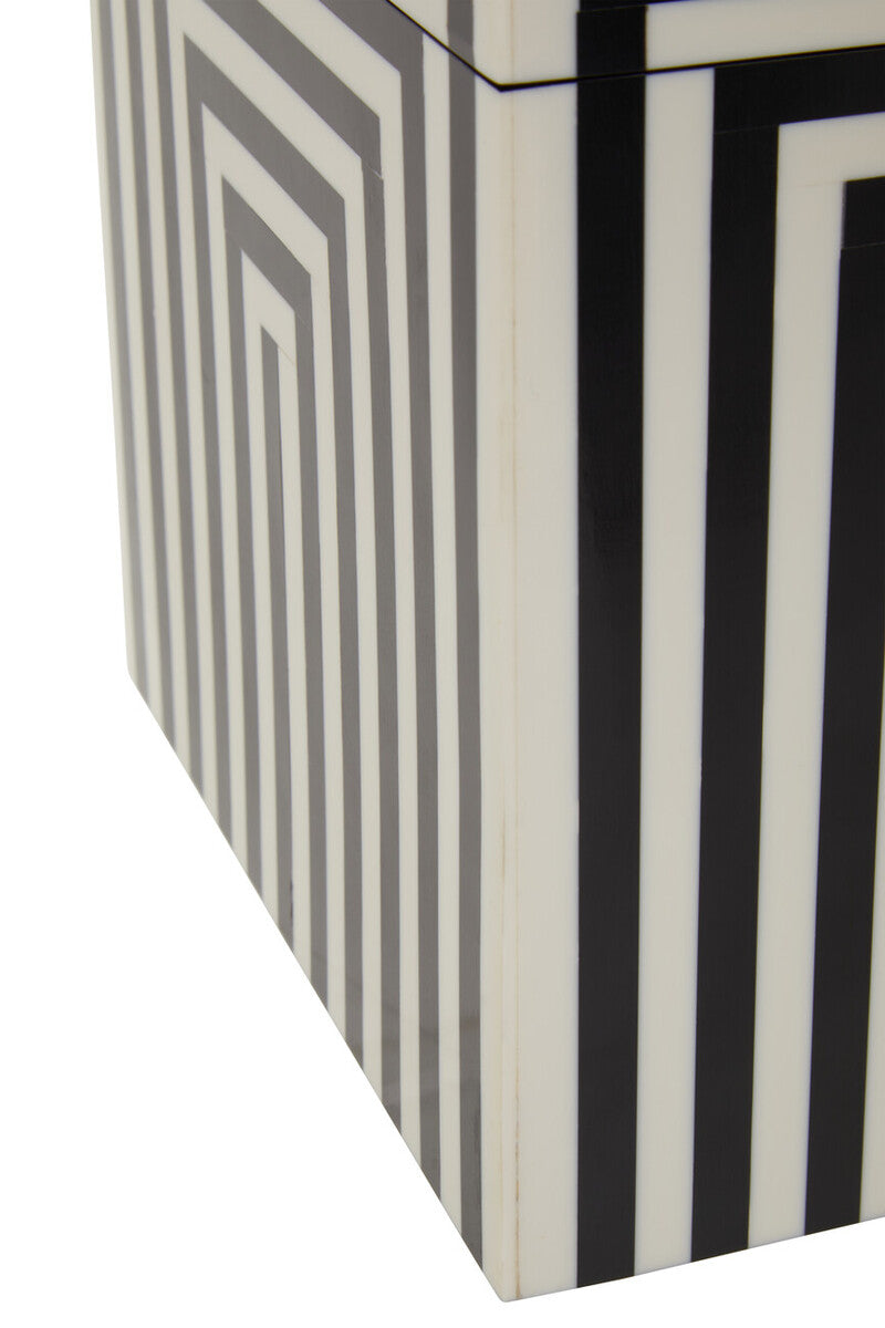 Donato Large Square Black and White Stripe Trinket Box - Image 6