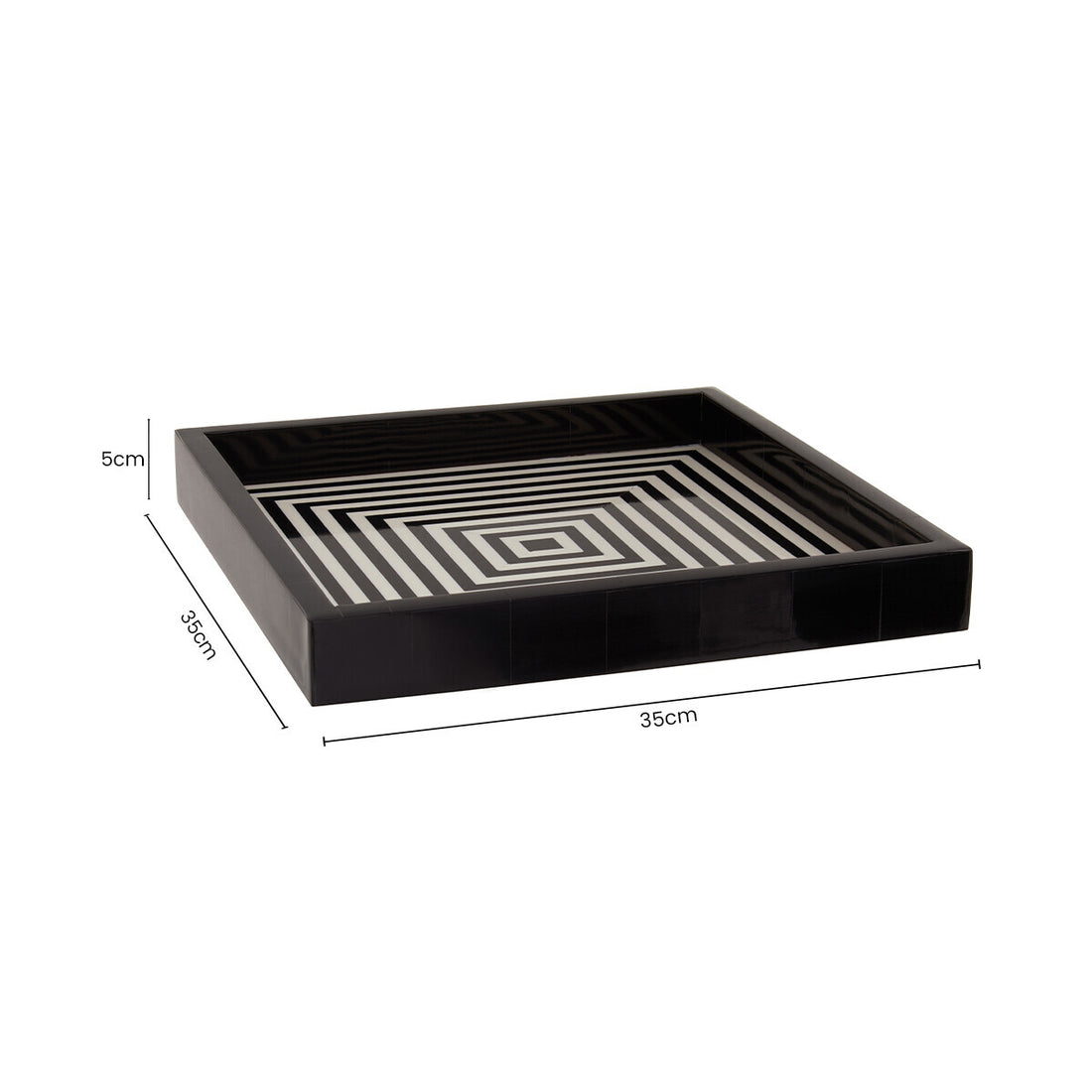 Donato Black And White Finish Square Tray