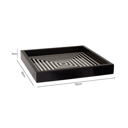 Donato Black And White Finish Square Tray