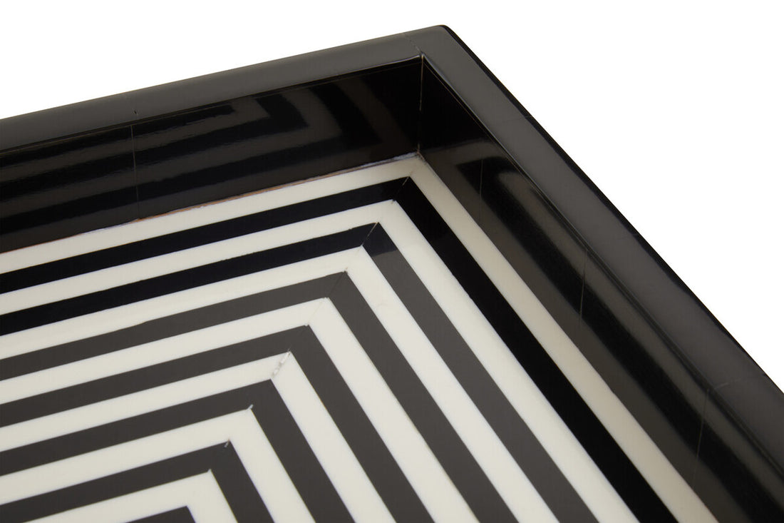 Donato Black And White Finish Square Tray