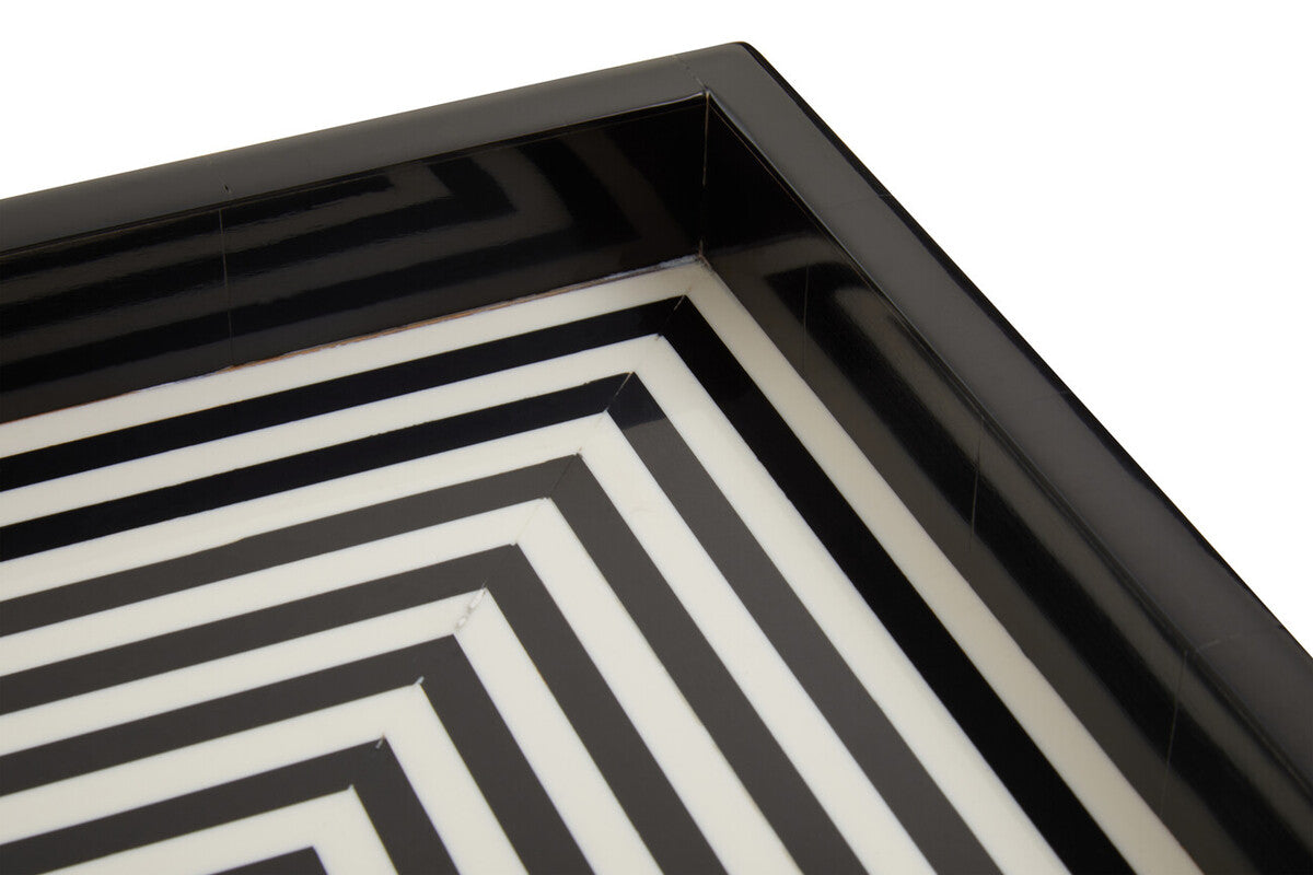 Donato Black And White Finish Square Tray