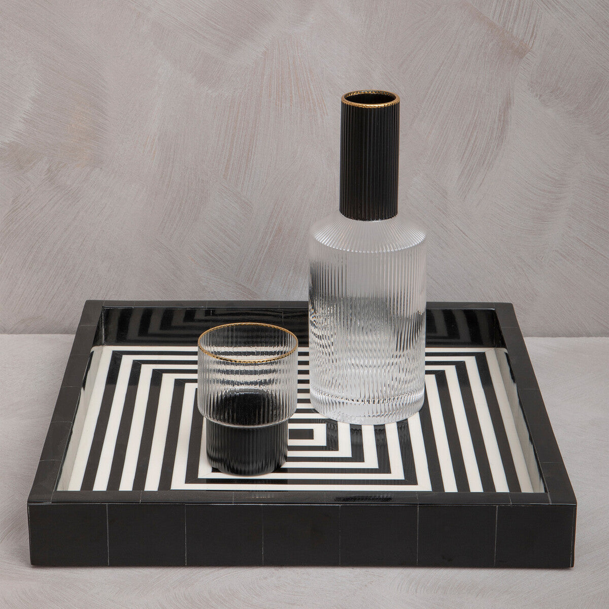 Donato Black And White Finish Square Tray