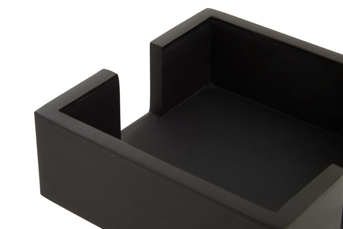 Donato Set of 4 Black and White Stripe Coasters with Holder