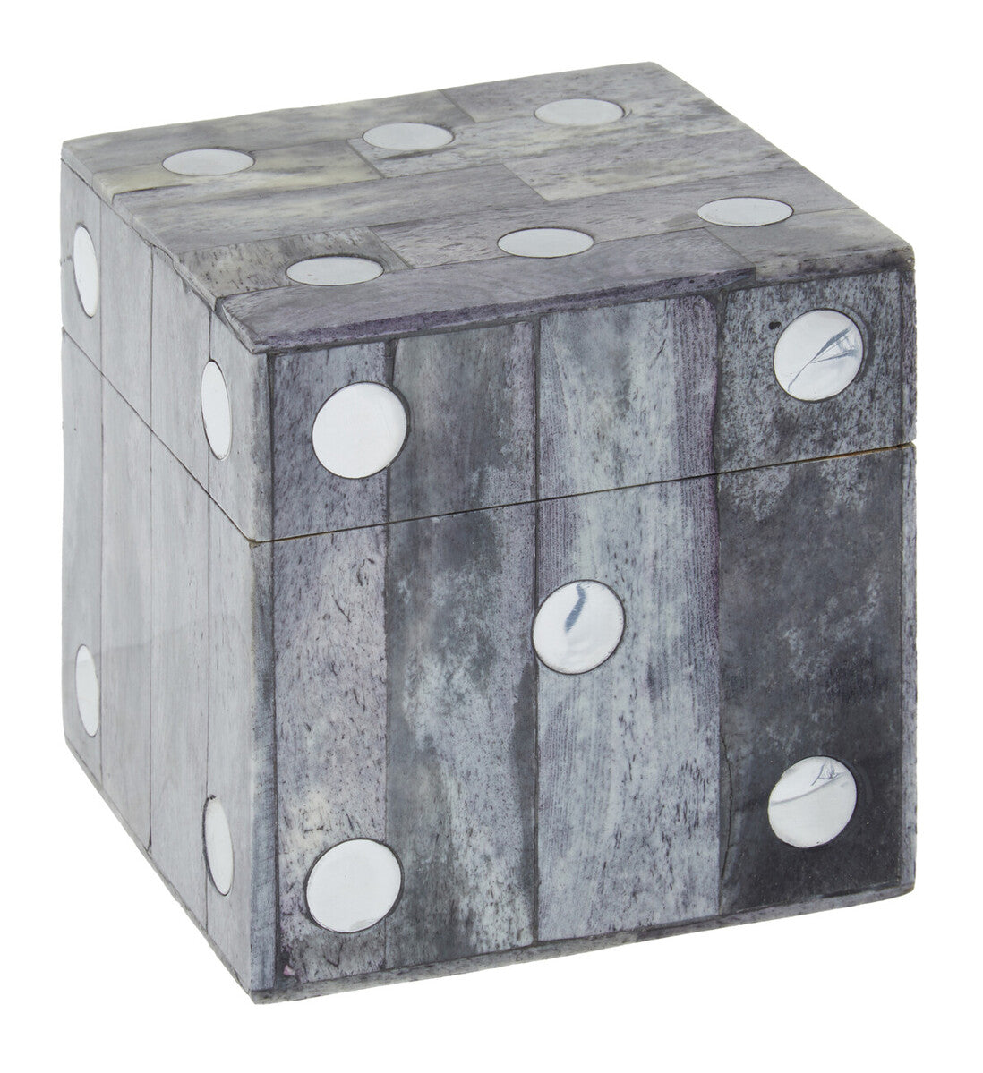 Churchill Games Grey Bone Dice Box with 5 Black Dice - Image 3