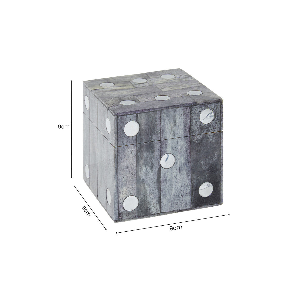 Churchill Games Grey Bone Dice Box with 5 Black Dice