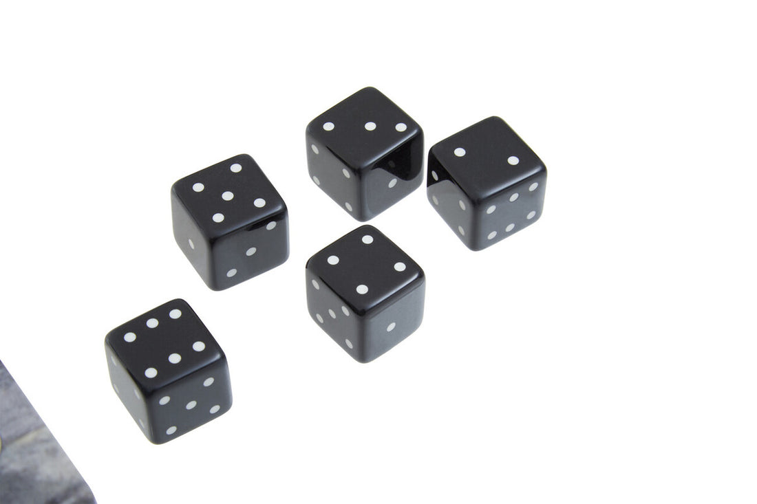 Churchill Games Grey Bone Dice Box with 5 Black Dice - Image 4