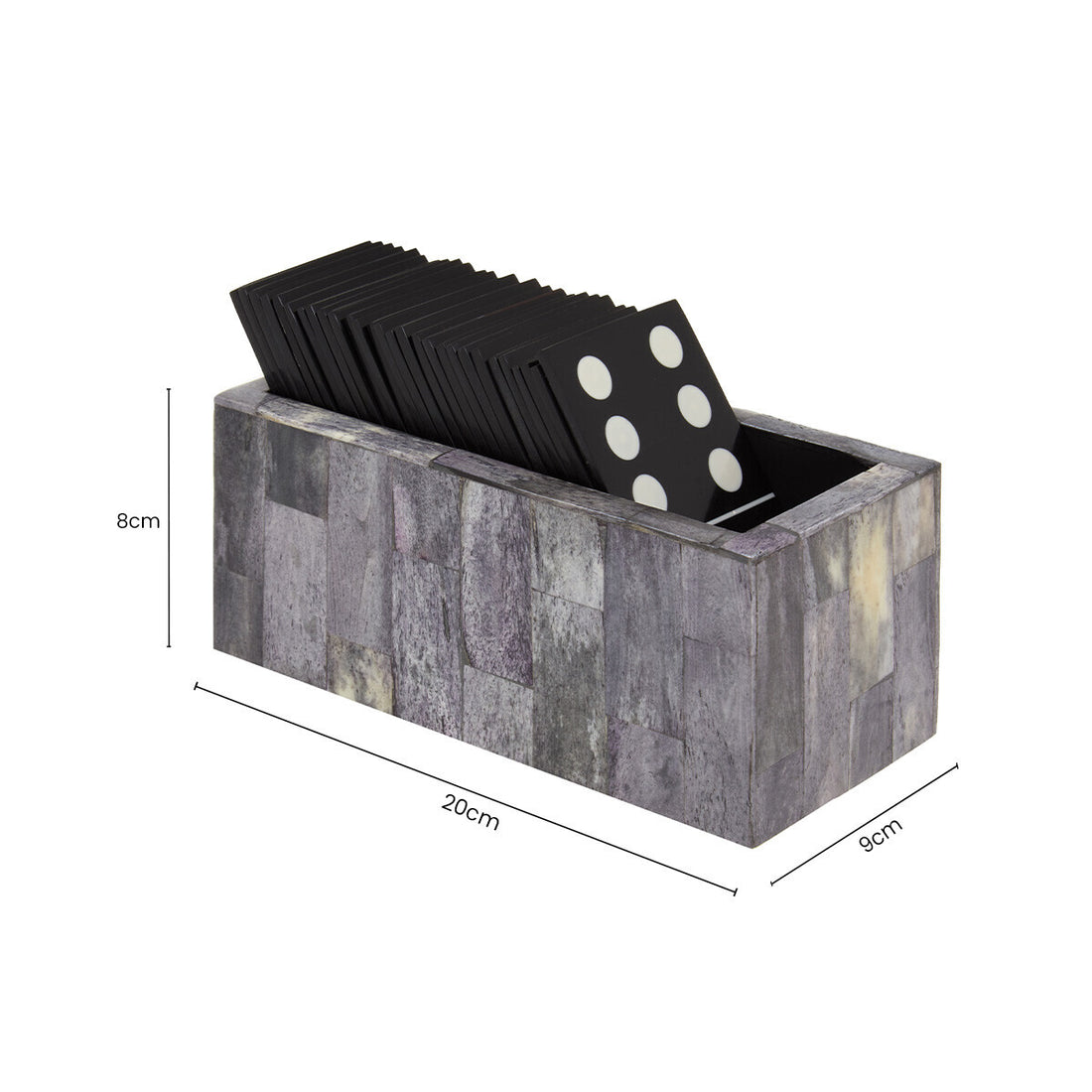 Churchill Games Grey Bone Domino Set with Black Dominoes - Image 6