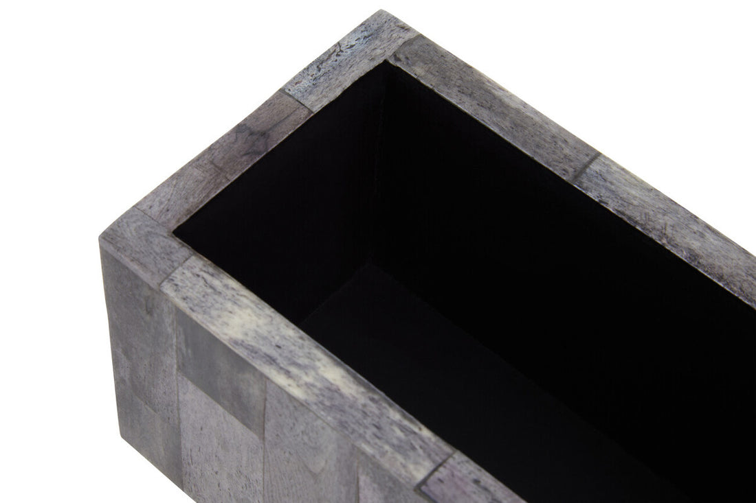 Churchill Games Grey Bone Domino Set with Black Dominoes - Image 5