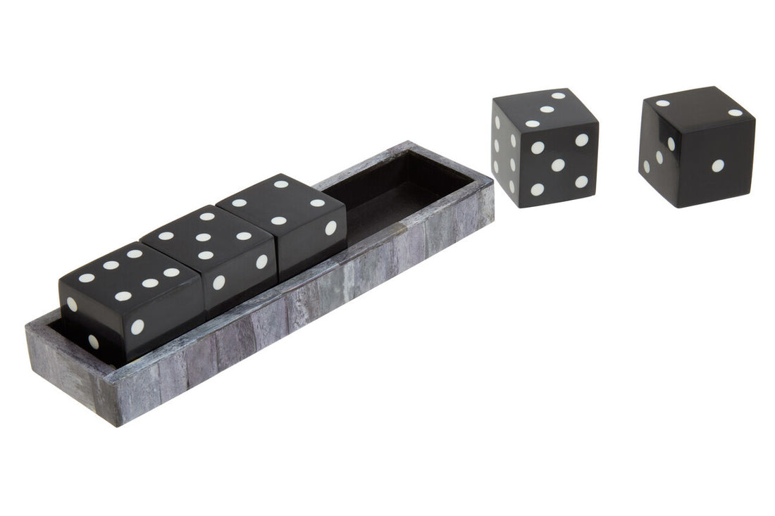 Churchill Games Grey Bone Dice Set with Black Dice