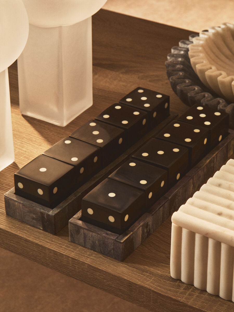 Grey Bone Dice Set with Black Dice | Churchill Games